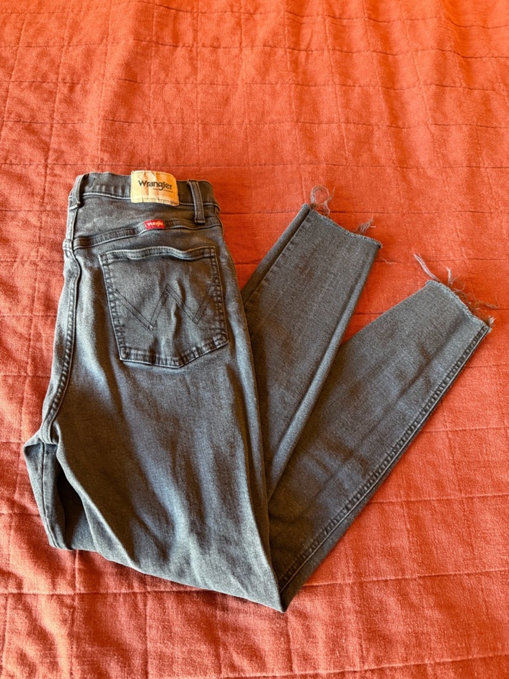 Wrangler Women's Black Skinny Jeans with Frayed Hem